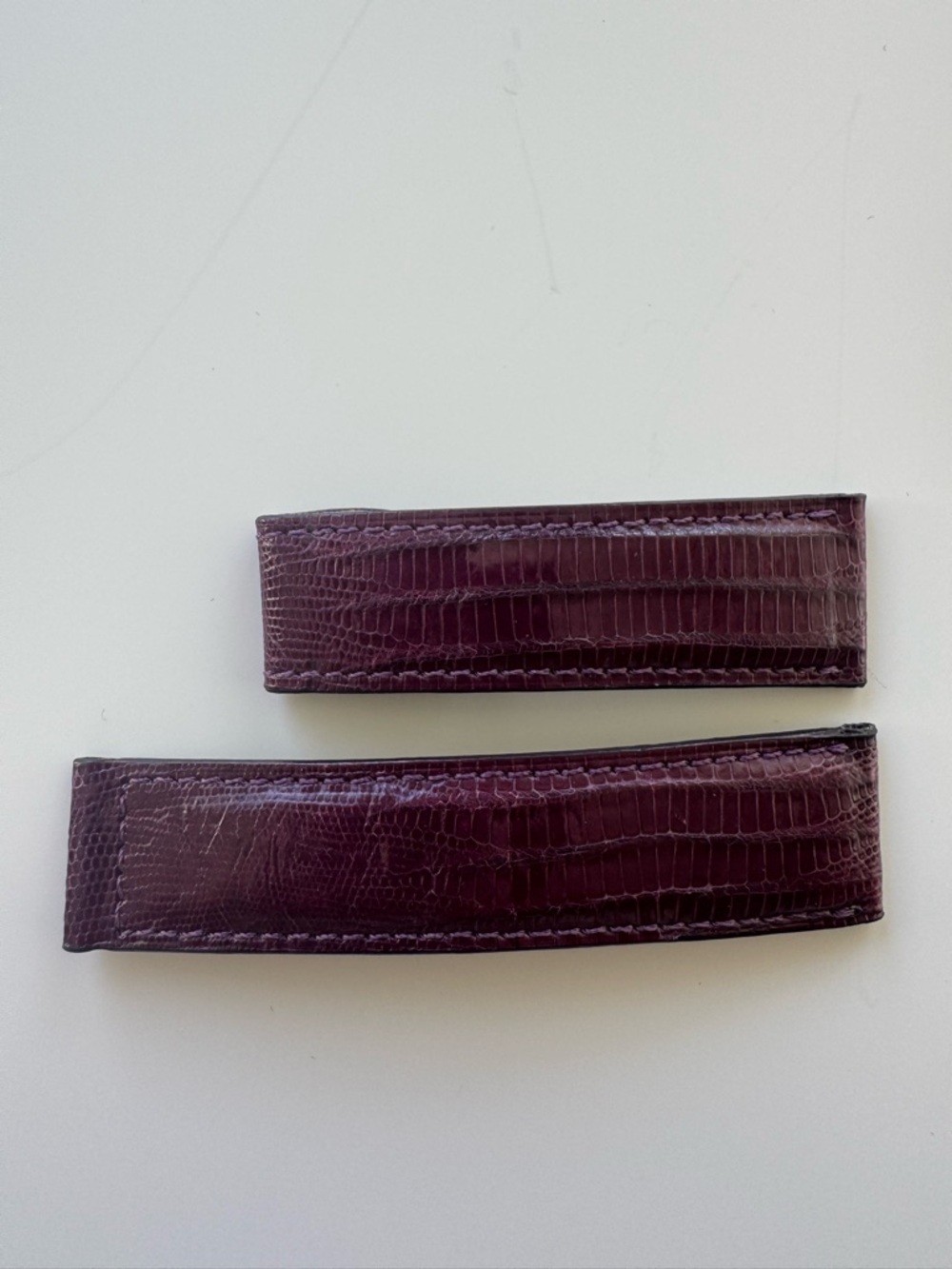 Cartier Purple Eggplant Crocodile -Embossed Leather Strap Set - Cartier Band